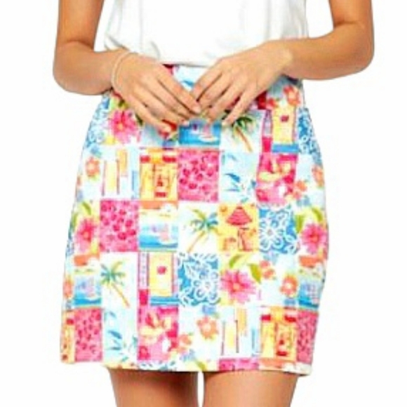 Talbots Dresses & Skirts - Talbots Tropical Patchwork Print A-line Skirt Cotton Canvas Stretch Sz 10